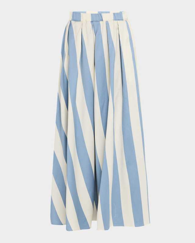 Vidim Pleated Striped Maxi Skirt